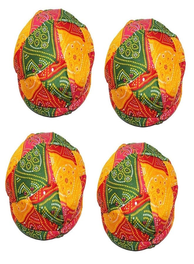 Sage Square Rajasthani Traditional Royal Turban Pagdi Safa, Stylish & Comfortable, Perfect for Marriage, Mehandi, Holi Function Decoration for Kids, Men & Women (Small Size) (Pack of 4) - Image 1